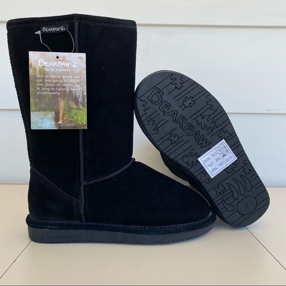 Bearpaw 6w Emma Boot Black Suede Upper 